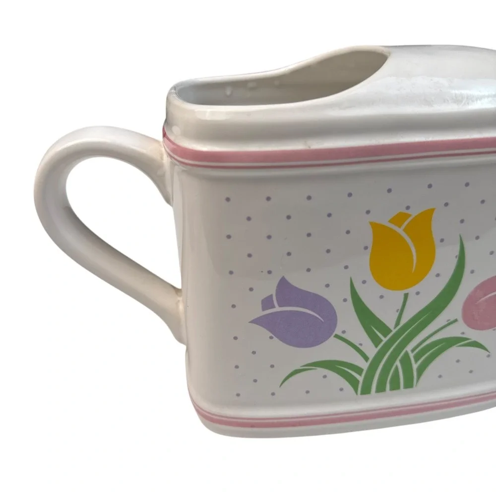 Vintage 1985 Teleflora Tulip‎ Ceramic Watering Can Vase Cottagecore G72Q